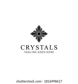 Creative luxury abstract geometric crystal jewelry logo design template