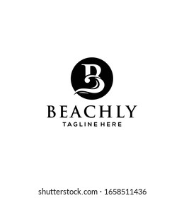 Creative luxury abstract sea water wave with B sign Logo icon Template