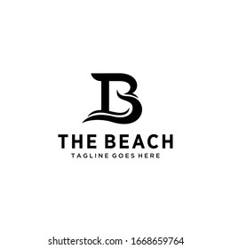 Creative luxury abstract sea water wave with sign B logo icon template