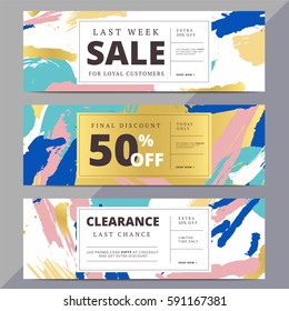 Creative luxury abstract social media web banners for website header or newsletter ad. Email promotion or sale background for online shop. Promotional offer flyer layout. Vector template design.