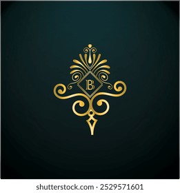 creative luxury b latter logo design with modern business vector template. creative b monogram  crow latter logo design with golden color