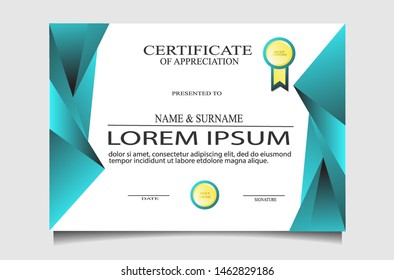 Certificate Template Green Color Achievement Diploma Stock Vector ...