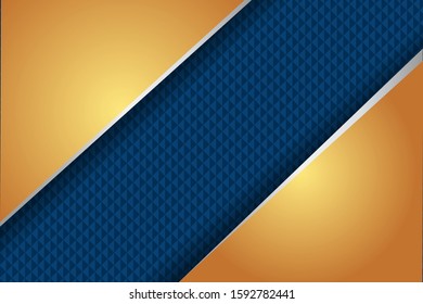Creative Luxury Dark Blue Background with Golden Line Shape Design