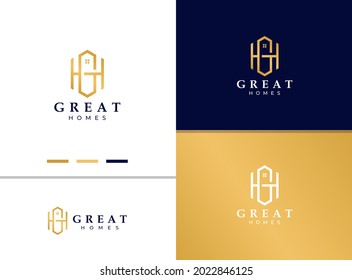 Creative and luxury GH letter logo for real estate and property company