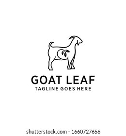 Creative luxury goat with leaves logo icon design vector