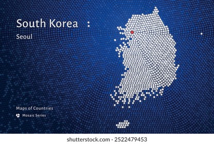 Creative Luxury Hexagon Mosaic Design of South Korea Map, Featuring Seoul