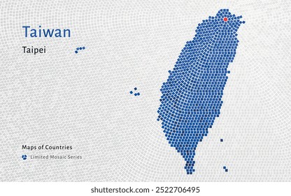Creative Luxury Hexagon Mosaic Design of Taiwan Map, Featuring Taipei