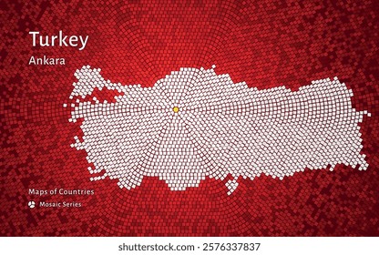 Creative Luxury Hexagon Mosaic Design of Turkey Map, Featuring Ankara