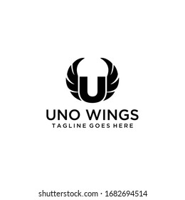 Creative luxury Illustration sign U with wings logo vector emblem