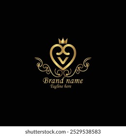creative luxury initial v latter logo design with modern  business vector template. creative monogram v logo , royal logo  with golden color and new design