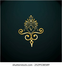 kreativer Luxus anfängliches v letzteres Logo-Design mit moderner Business-Vektorvorlage. kreatives monogramm v logo , königliches logo mit goldener farbe und neuem design