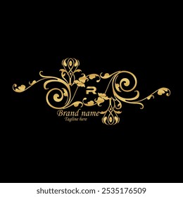 creative luxury latter logo design with golden color