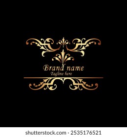 Diseño de logotipo de lujo creativo con color dorado