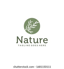 Creative Luxury leaves nature sign logo design logo template.