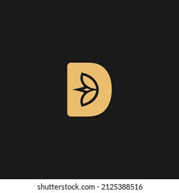 kreativer Luxus-Brief d Blumendesign, florales Logo mit den Initialen d