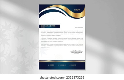 Creative and luxury Letterhead design with dark blue color combination. Elegant and clean modern business letterhead template design.