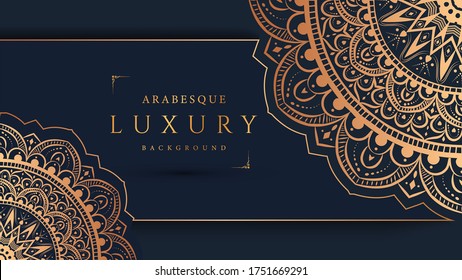 Decoración creativa de Mandala lujosa con decoración arabesca dorada