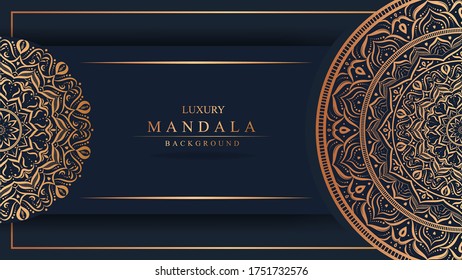 Decoración creativa de Mandala lujosa con decoración arabesca dorada