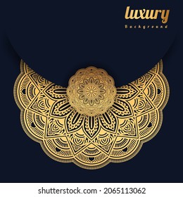 Creative Luxury mandala background with golden arabesque pattern Golden arabesque arabas style for Islamic Ramadan Style Decorative mandala. Ornamental floral art Design, Cover 
