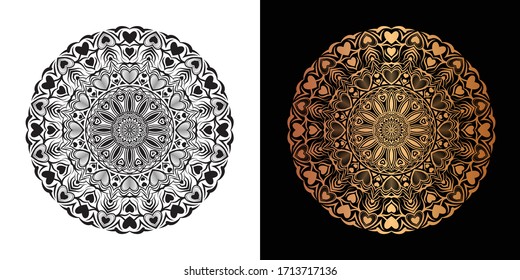 Creative Luxury Mandala With Heart Shape Illustration