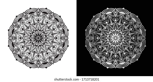 Mandala De Lujo Creativo Con Ilustración En Forma De Corazón