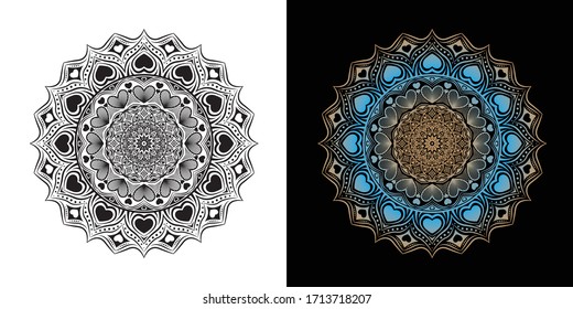 Creative Luxury Mandala With Heart Shape Illustration