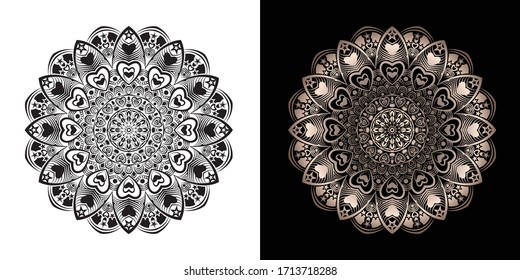 Creative Luxury Mandala With Heart Shape Illustration