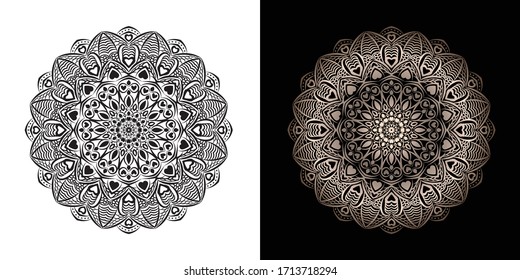 Mandala De Lujo Creativo Con Ilustración En Forma De Corazón