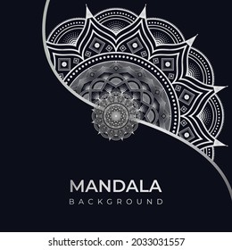 Mandala de lujo creativo con un patrón arabesco plateado de fondo árabe. mandala decorativa con estilo de Ramadán ornamental abstracto. concepto, fondo de escritorio, mandala islámica 