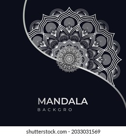 Mandala de lujo creativo con un patrón arabesco plateado de fondo árabe. mandala decorativa con estilo de Ramadán ornamental abstracto. concepto, fondo de escritorio, mandala islámica 