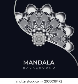Creative Luxury Mandala mit silbernem arabischen Muster arabischer Hintergrund. abstrakter Zierstil Ramadan Style Decorative mandala. Konzept, Tapete, Islamischer Mandala 