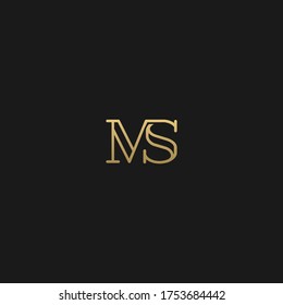 Lujo creativo minimalista moderno elegante diseño único color negro y dorado MS SM M S inicial de la letra icono de la carta.