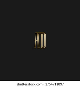 Creative luxury minimal modern elegant trendy unique artistic black and golden color AD DA A D initial based letter icon logo.