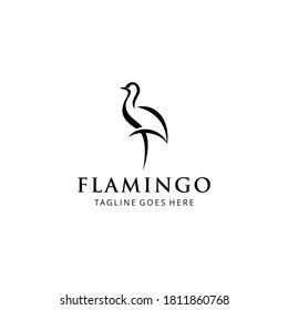 Creative luxury Minimalist flamingo bird logo design template.