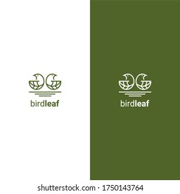 Creative luxury modern bird with green leaf logo template vector icon