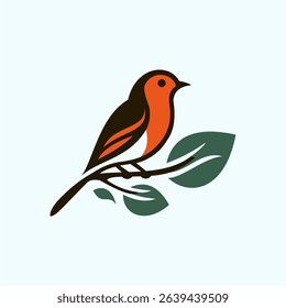 Creative luxury modern bird with green leaf logo template vector icon 