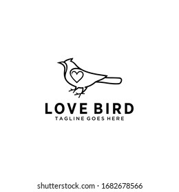Creative luxury modern bird with heart sign logo template vector icon