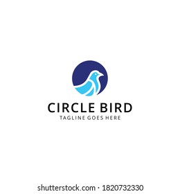 Creative luxury modern bird logo on circle  template vector icon illustration