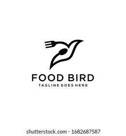 Creative luxury modern bird with spoon and fork for restaurant logo template vector icon