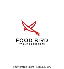 Creative luxury modern bird with spoon and fork for restaurant logo template vector icon