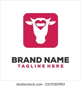 Creative luxury modern bull with heart sign logo template vector icon