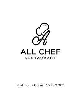 Kreativer, moderner Chefhut für Restaurant mit Logo-Design-Vorlage.