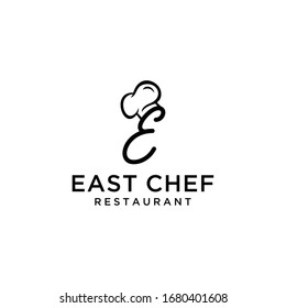 Creative luxury modern Chef hat for restaurant with E sign logo design template.