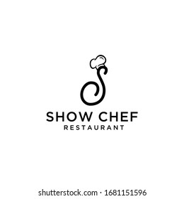 Elegante y lujoso sombrero Chef moderno para restaurante con la plantilla de diseño del logotipo S.