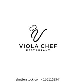 Creative luxury modern Chef hat for restaurant with V sign logo design template.