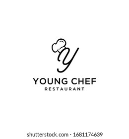 Creative luxury modern Chef hat for restaurant with Y sign logo design template.