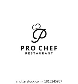Creative luxury modern Chef hat for restaurant with P sign logo design template.