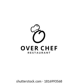 Elegante y lujoso sombrero Chef moderno para restaurante con plantilla de diseño con el logotipo O.