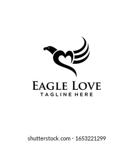 Creative luxury Modern Eagle with heart Logo Vector icon template