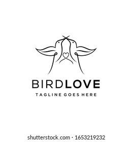 Creative luxury modern flying bird  with heart sign logo template vector icon